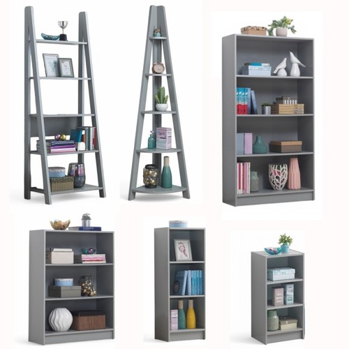 Grey bookcase tall - grey, ladder