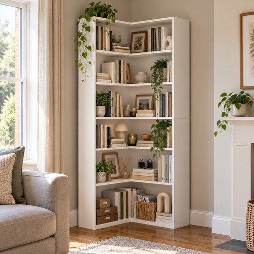 Corner bookcase tall - 6, tier