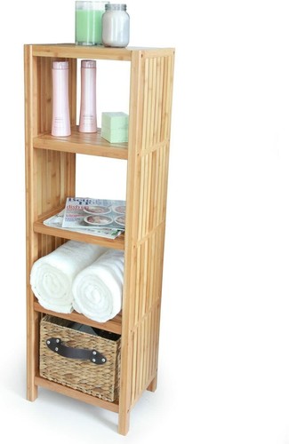 Bamboo tall bathroom shelf - bamboo,