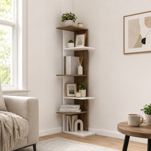 Corner bookcase tier white - 5,
