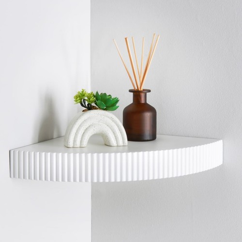 Ribbed corner shelf - ribbed, white